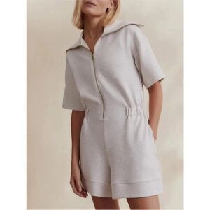 Varley Light Gray Zip-Up Jumpsuit